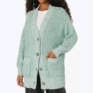 Steve Madden Oversized Rayna Chunky Knit Cardigan Sweater Green Size Medium